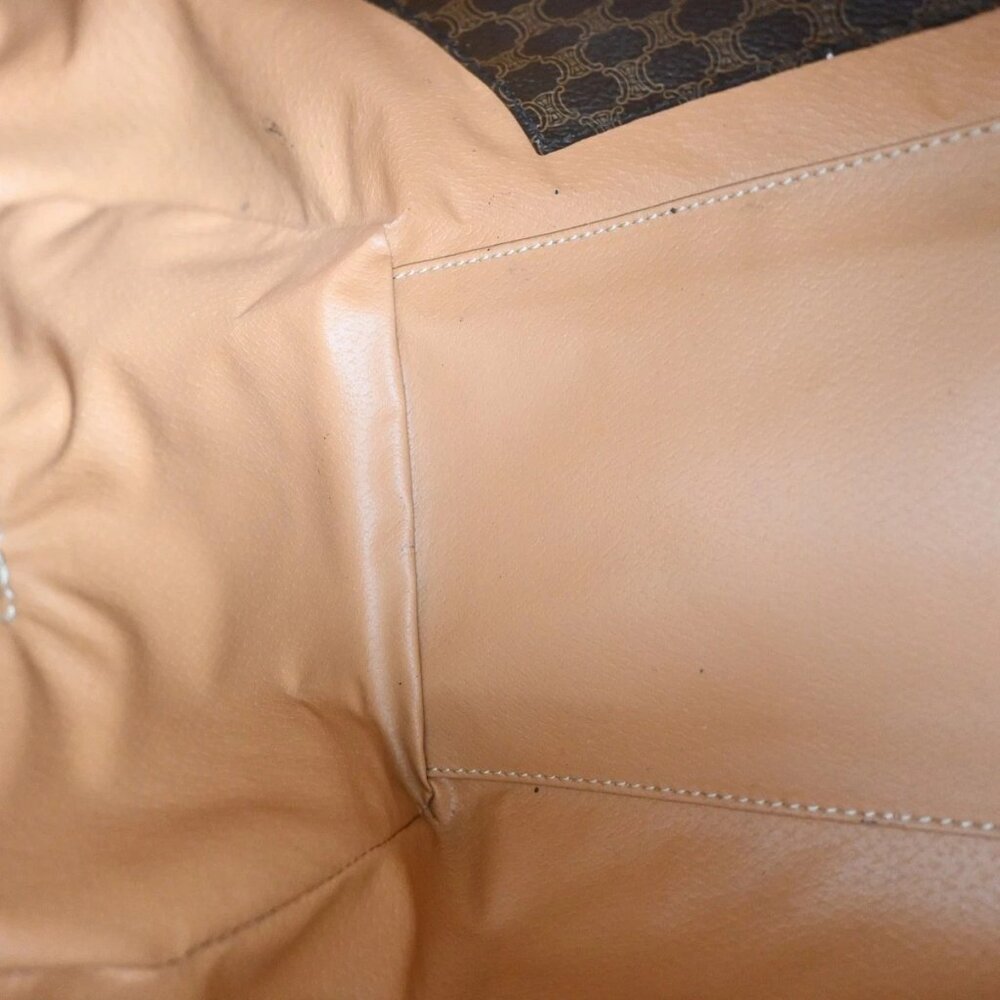 CELINE Logo Macadam Pattern Travel Hand Boston Bag PVC Leather Brown 38KC411 - Picture 10 of 15